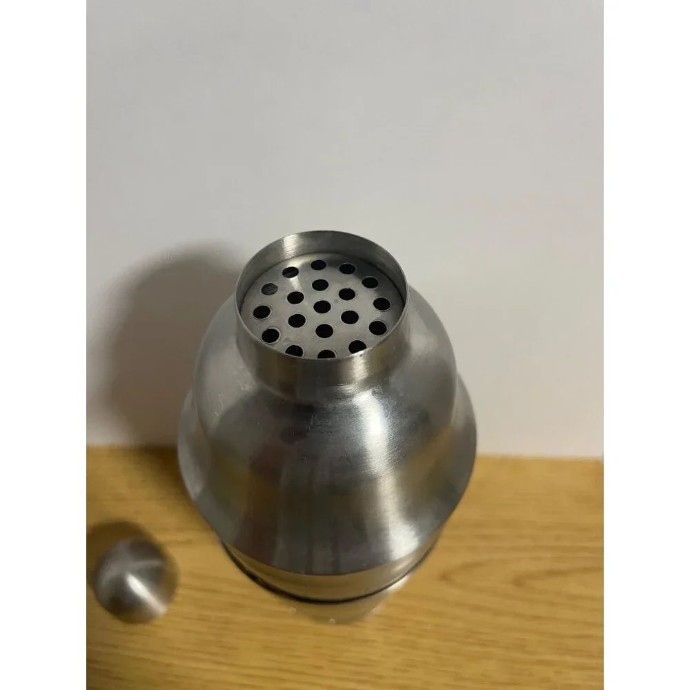 Stainless Steel Cocktail Recipe Shaker With Built In Strainer By Royal Household